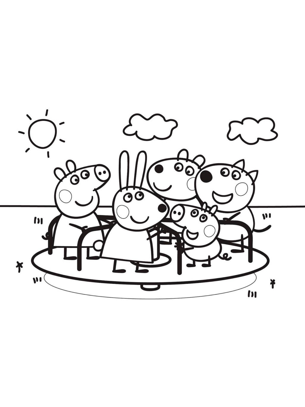 Online coloring book: Coloring page George with friends in the playground